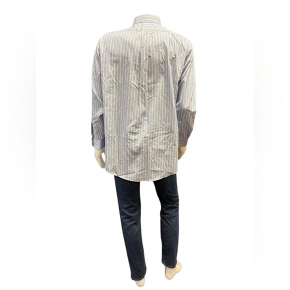 Brooks Brothers Button Down Striped Blue/White/Yellow Size 17 1/2 - 34 EUC - Picture 4 of 10